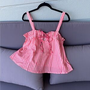 NWOT Pink and Yellow Gingham Crop Top NEVER WORN